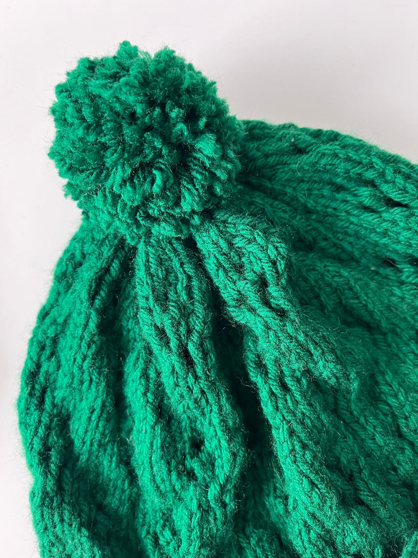 Handknit Cableknit Emerald Green Cap by Teri B.